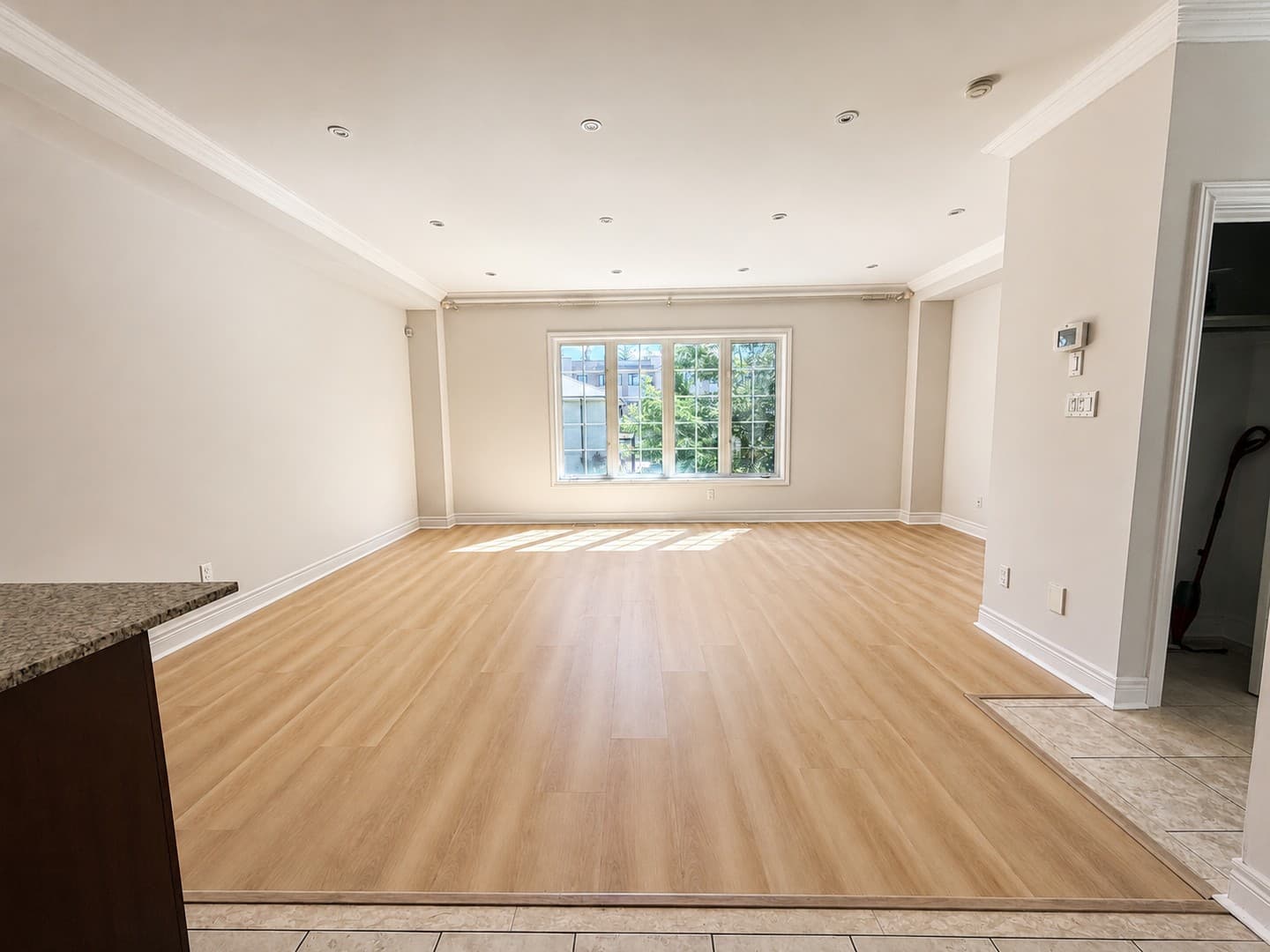 Wide angle view of the empty living room window