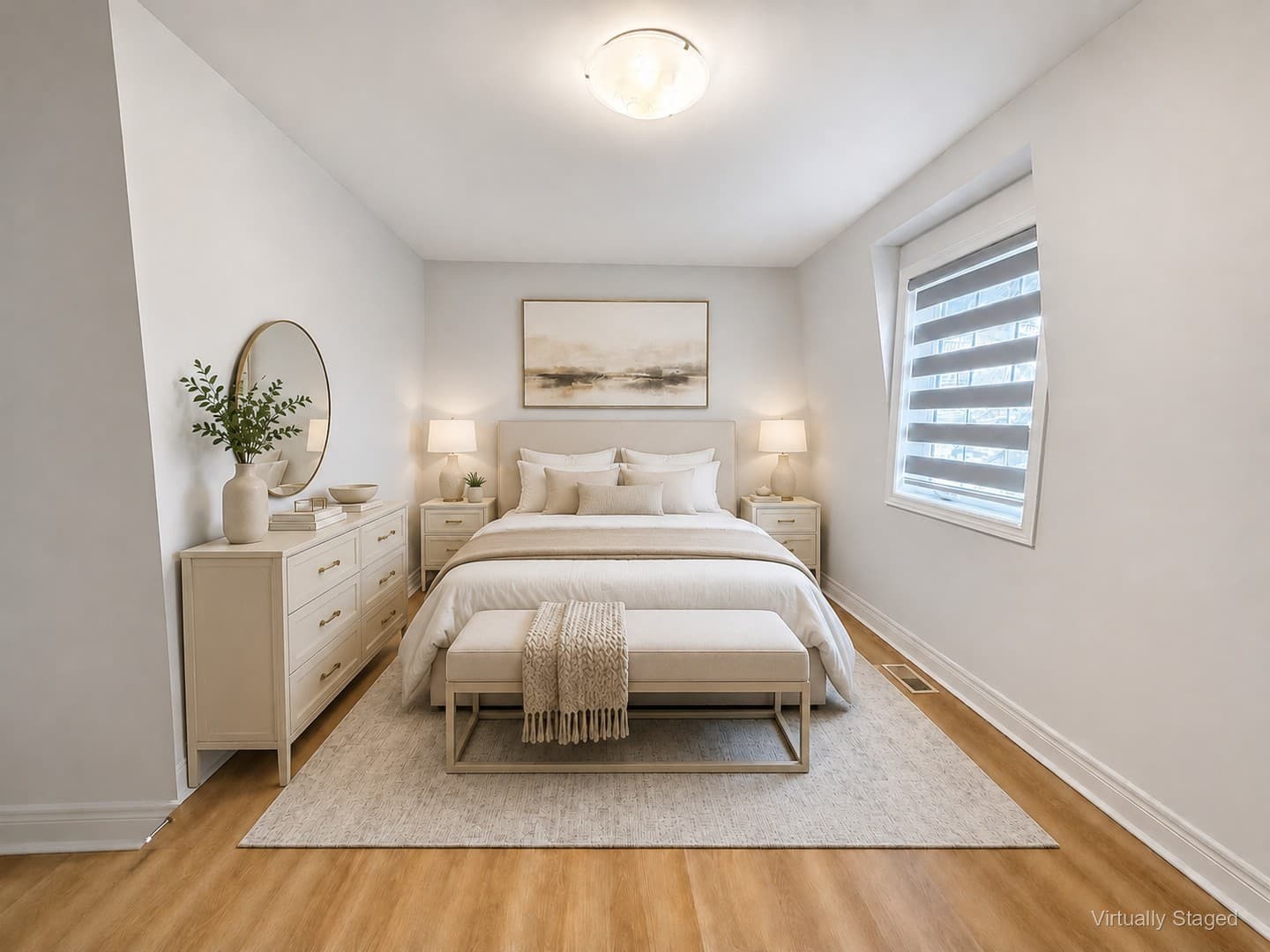 Virtually staged main primary bedroom view