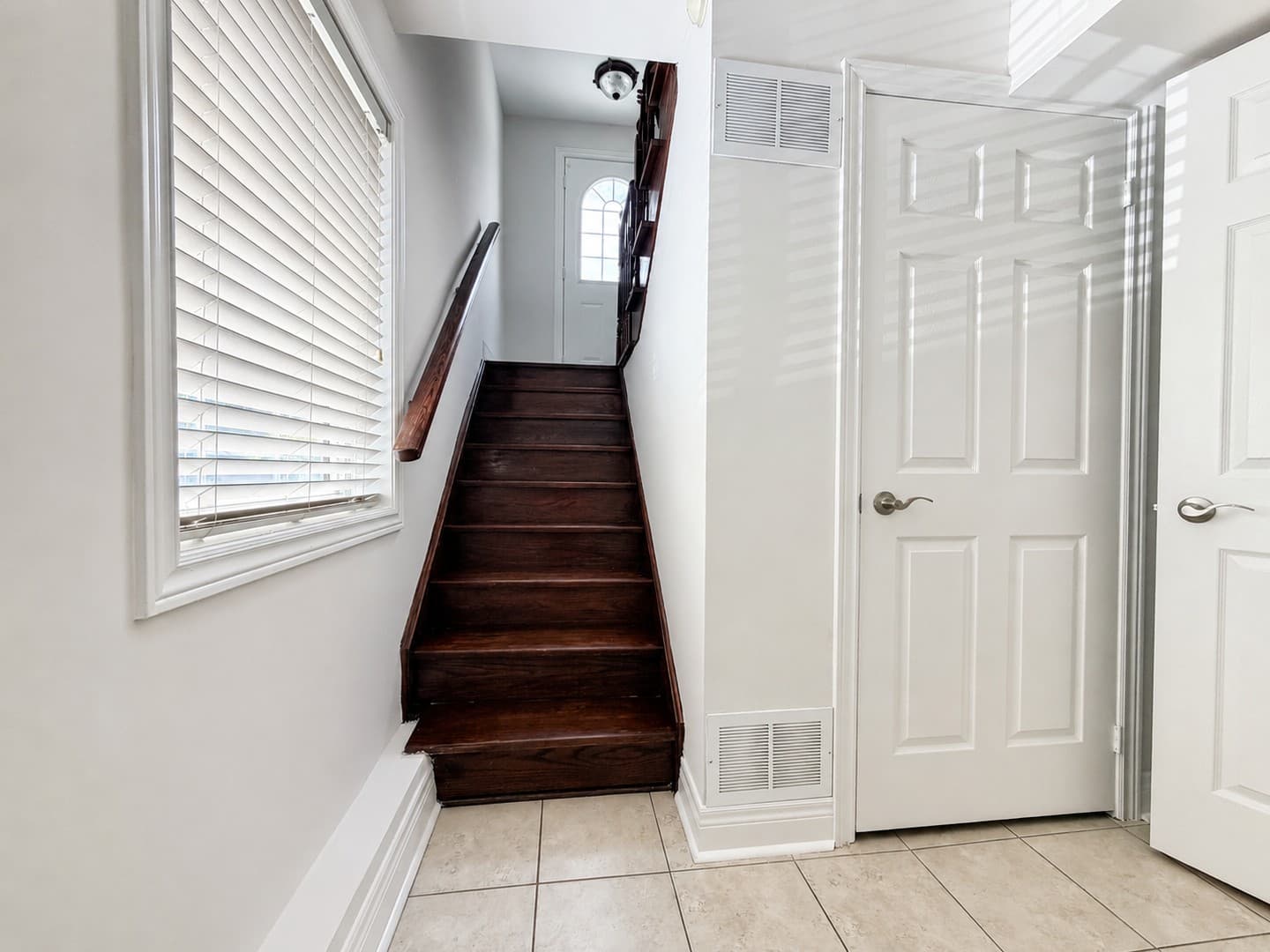 Looking down the stairs to the basement